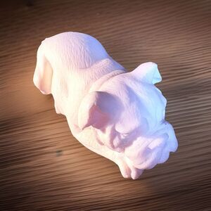 A. Giannelli Sculpture Alabaster Crouching Bulldog Signed 4.25 Inch 1978